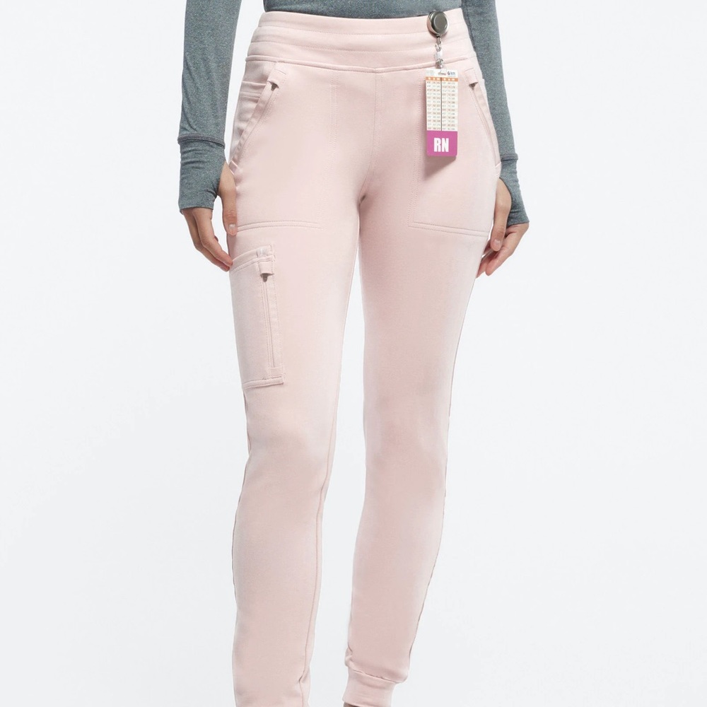 JAANUU scrub set light pink 10 pocket jogger (M) & top (M) 🩰